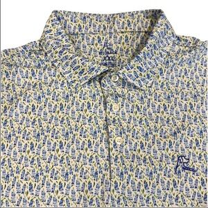 Rhoback Floral Print Polo Shirt Blue Bonnet XXL